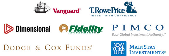 graphic of various logos of mutual fund families