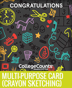 multi-purpose card with crayon sketching pattern